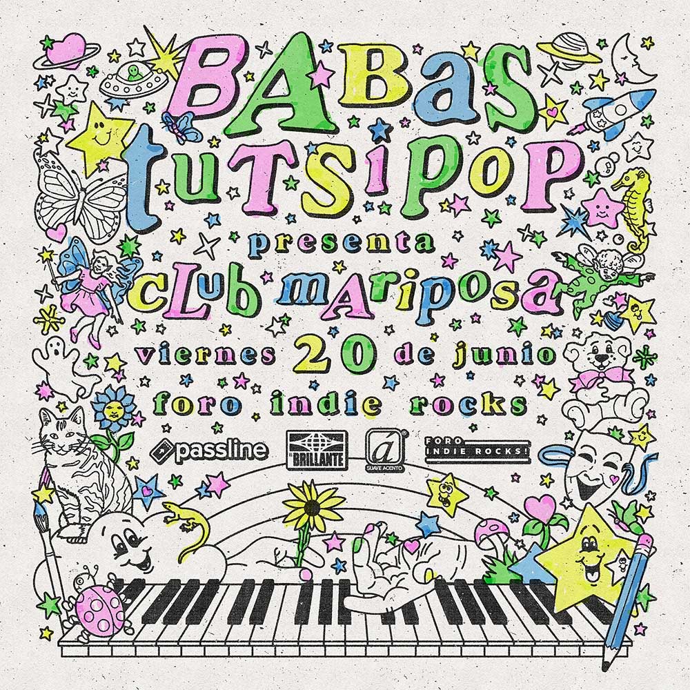 Poster del concierto de Babas Tutsipop en el Foro Indierocks programado para el 20 de junio de 2025.