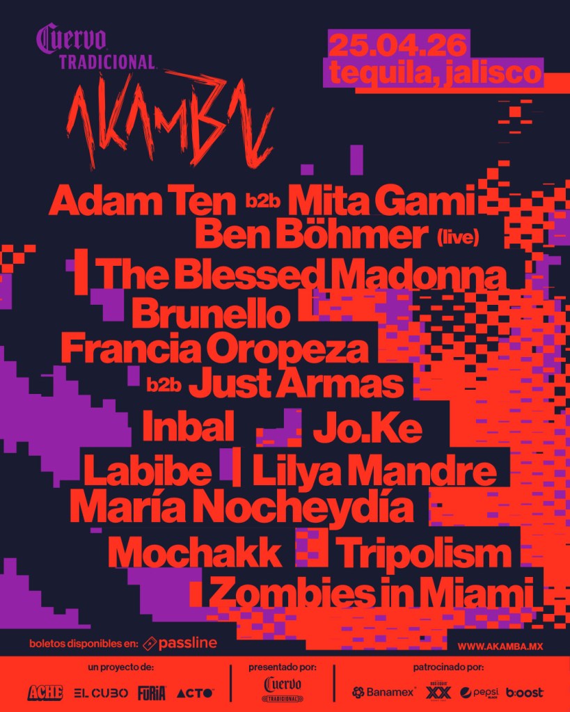 Cartel oficial de la edición 2026 del festival Akamba en Tequila, Jalisco, México.